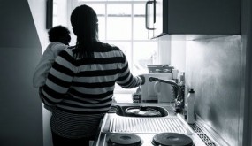 Mother and child in temporary accommodation